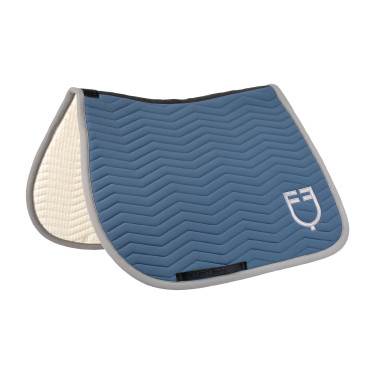 Tapis de saut Equestro matelassé Wave en tissu technique Bering sea / gris givré Bleu