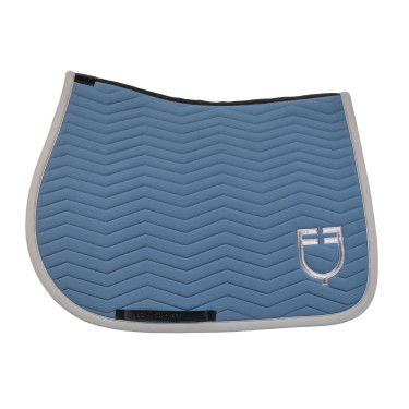 Tapis de saut Equestro matelassé Wave en tissu technique Bering sea / gris givré Bleu