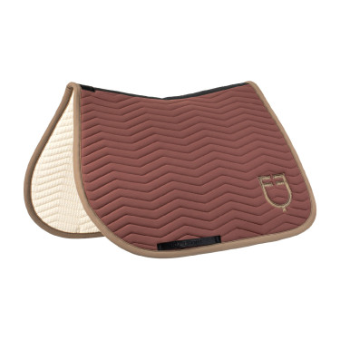 Tapis de saut Equestro matelassé Wave en tissu technique Marron / walnut