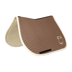 Tapis de saut Equestro matelassé Wave en tissu technique Walnut / blanc antique Marron