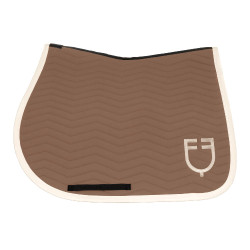 Tapis de saut Equestro matelassé Wave en tissu technique Walnut / blanc antique Marron