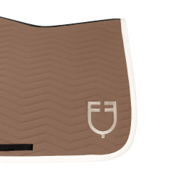 Tapis de saut Equestro matelassé Wave en tissu technique Walnut / blanc antique Marron