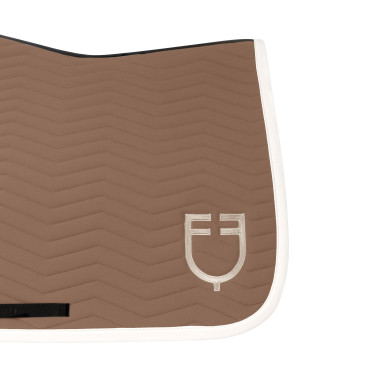 Tapis de saut Equestro matelassé Wave en tissu technique Walnut / blanc antique Marron