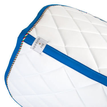 Tapis de saut Equestro x FISE avec liseré drapeau italien Blanc / bleu de savoie