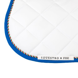 Tapis de saut Equestro x FISE avec liseré drapeau italien Blanc / bleu de savoie