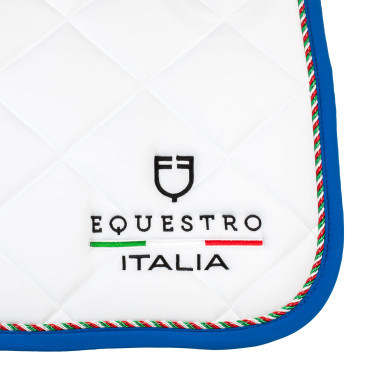 Tapis de saut Equestro x FISE avec liseré drapeau italien Blanc / bleu de savoie