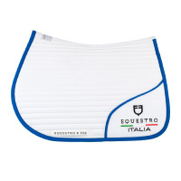 Tapis de saut Equestro x FISE avec logo brodé Blanc / bleu de savoie