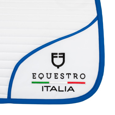 Tapis de saut Equestro x FISE avec logo brodé Blanc / bleu de savoie