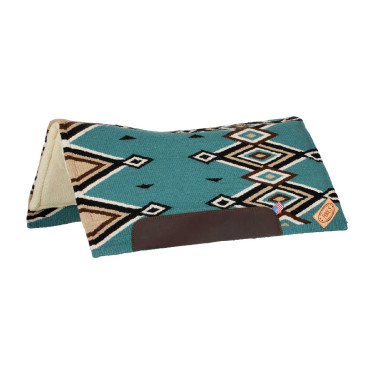 Tapis western Pool’s ergonomique contour laine Turquoise / noir Bleu