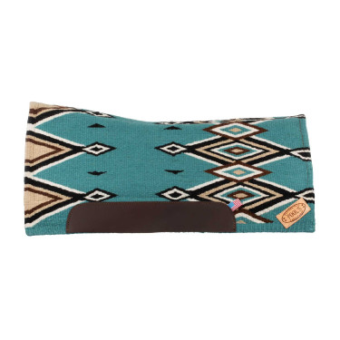 Tapis western Pool’s ergonomique contour laine Turquoise / noir Bleu