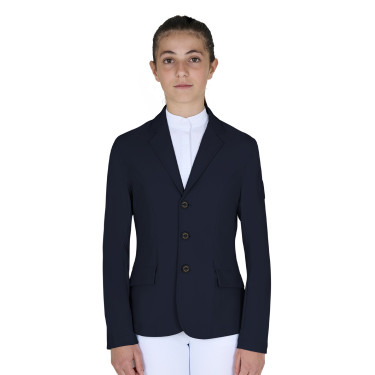 Veste de concours enfant Equestro coupe slim trois boutons Marine blazer Bleu marine