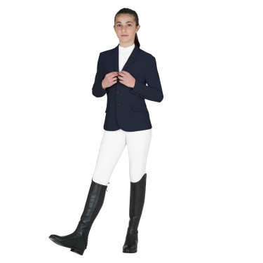 Veste de concours enfant Equestro coupe slim trois boutons Marine blazer Bleu marine