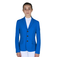 Veste de concours enfant Equestro coupe slim trois boutons Brume portuaire Blanc Veste de concours enfant Equestro coupe slim trois boutons Brume portuaire Blanc