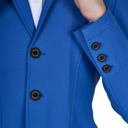 Veste de concours enfant Equestro coupe slim trois boutons Bleu quartz