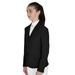 Veste de concours enfant Equestro coupe slim trois boutons Noir Veste de concours enfant Equestro coupe slim trois boutons Noir
