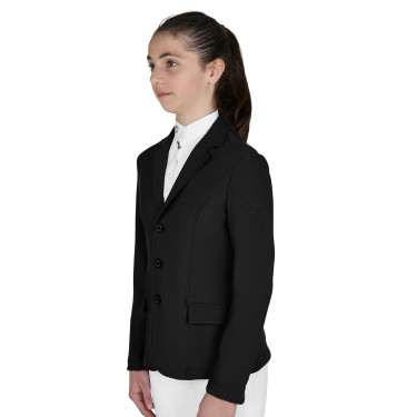 Veste de concours enfant Equestro coupe slim trois boutons Noir Veste de concours enfant Equestro coupe slim trois boutons Noir