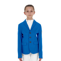 Veste de concours enfant unisexe Equestro x FISE trois boutons Bleu de savoie