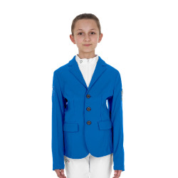 Veste de concours enfant unisexe Equestro x FISE trois boutons Bleu de savoie