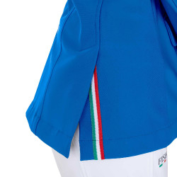 Veste de concours enfant unisexe Equestro x FISE trois boutons Bleu de savoie