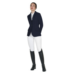 Veste de concours femme Equestro avec logo embossé Marine blazer Bleu marine