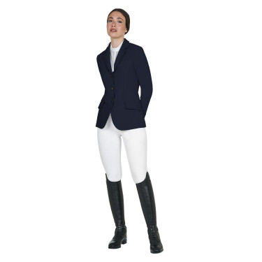 Veste de concours femme Equestro avec logo embossé Marine blazer Bleu marine