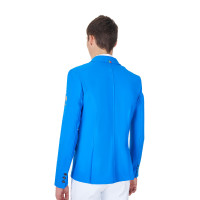 Veste de concours homme Equestro x FISE trois boutons Bleu de savoie