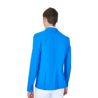 Veste de concours homme Equestro x FISE trois boutons Bleu de savoie