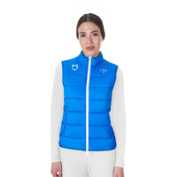 Veste sans manches femme Equestro x FISE coupe slim Bleu de savoie