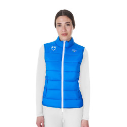 Veste sans manches femme Equestro x FISE coupe slim Bleu de savoie