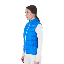 Veste sans manches femme Equestro x FISE coupe slim Bleu de savoie