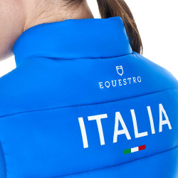 Veste sans manches femme Equestro x FISE coupe slim Bleu de savoie