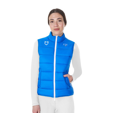 Veste sans manches femme Equestro x FISE coupe slim Bleu de savoie