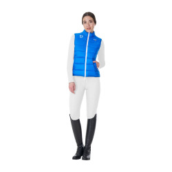 Veste sans manches femme Equestro x FISE coupe slim Bleu de savoie