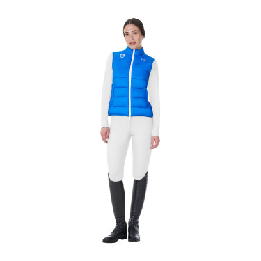 Veste sans manches femme Equestro x FISE coupe slim Bleu de savoie