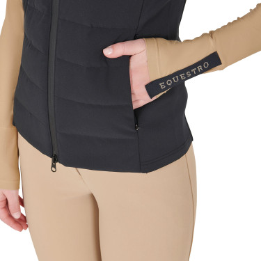 Veste sans manches femme Equestro zippé en mélange technique Noir