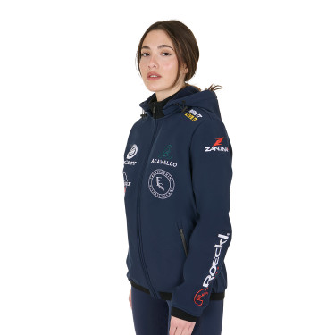 Veste Softshell Equestro New Style Multilogo Marine blazer Bleu marine