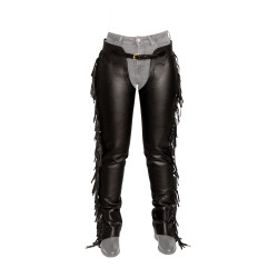Chaps longue Dy'on en Cuir Artificiel avec Franges Noir