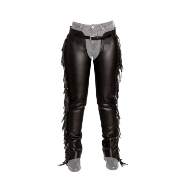 Chaps longue Dy'on en Cuir Artificiel avec Franges Noir