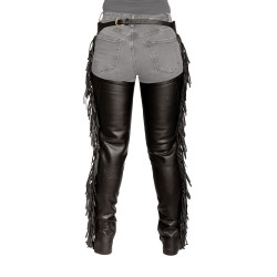 Chaps longue Dy'on en Cuir Artificiel avec Franges Noir