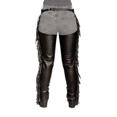 Chaps longue Dy'on en Cuir Artificiel avec Franges Noir
