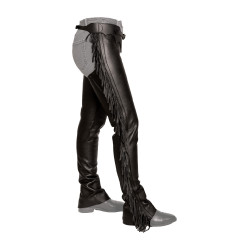 Chaps longue Dy'on en Cuir Artificiel avec Franges Noir