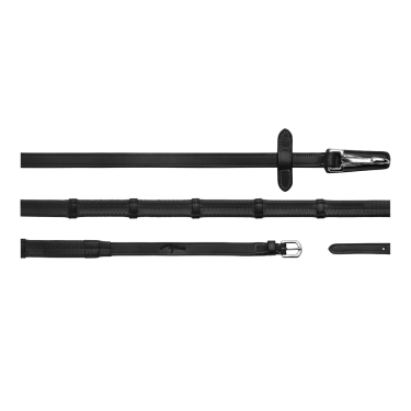 Rênes en Caoutchouc 5/8" Dy'on collection Working avec Arrêtoirs en Cuir et Mousqueton