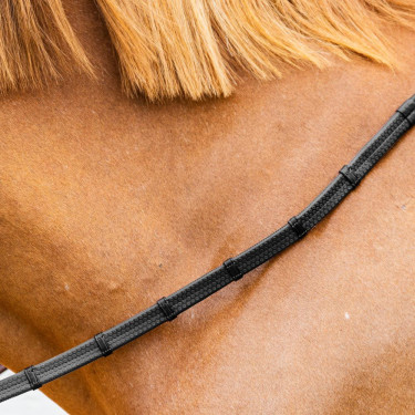 Rênes en Caoutchouc 5/8" Dy'on collection Working avec Arrêtoirs en Cuir et Mousqueton
