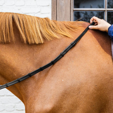 Rênes en Caoutchouc 5/8" Dy'on collection Working avec Arrêtoirs en Cuir et Mousqueton