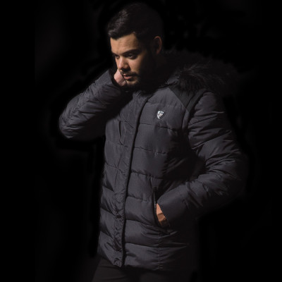 Parka Homme QUEBEC Flags & Cup Gris chiné / noir