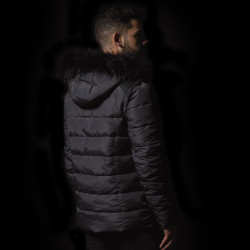 Parka Homme QUEBEC Flags & Cup Gris chiné / noir