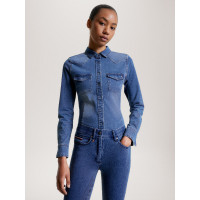 Chemise en denim Tommy Hilfiger Equestrian stretch woodside femme Heritage Bleu Chemise en denim Tommy Hilfiger Equestrian stretch woodside femme Heritage Bleu
