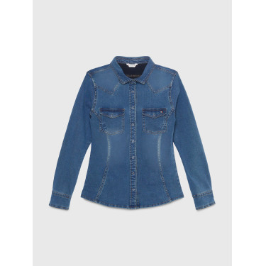 Chemise en denim Tommy Hilfiger Equestrian stretch woodside femme Heritage Bleu Chemise en denim Tommy Hilfiger Equestrian stretch woodside femme Heritage Bleu