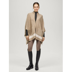 Poncho tricoté rayure Tommy Hilfiger Equestrian fermeture Taupe Marron Poncho tricoté rayure Tommy Hilfiger Equestrian fermeture Taupe Marron