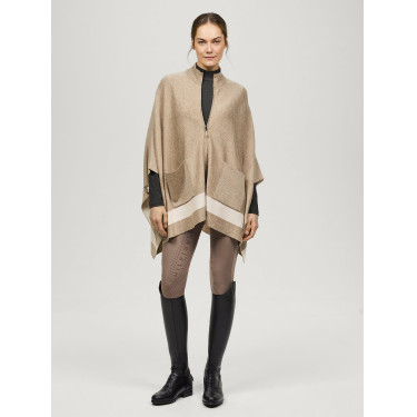 Poncho tricoté rayure Tommy Hilfiger Equestrian fermeture Taupe Marron Poncho tricoté rayure Tommy Hilfiger Equestrian fermeture Taupe Marron
